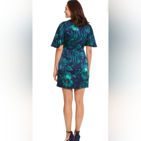 London Times Sapphira Green Floral Mini Dress NWT SIZE 12 - Picture 4 of 5